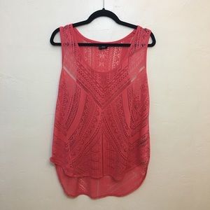 Coral tank with transparent geometric print